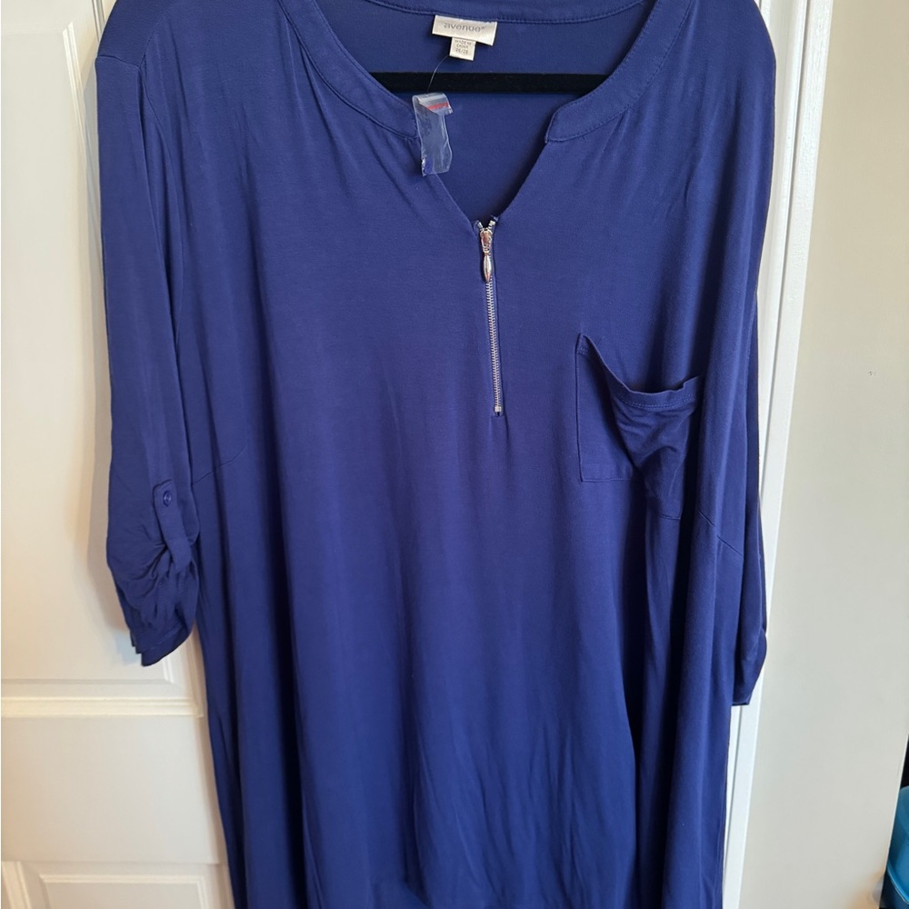 Women's Blue Top with Zipper Detail
